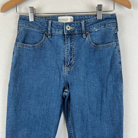 Abercrombie Kids High Rise Straight Leg Denim Jeans Girls Size 15/16 - Picture 2 of 10